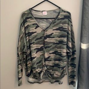 Wanna B Camo Button Down Long Sleeve